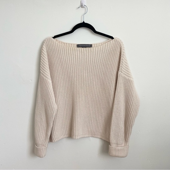 French Connection Sweaters - French Connection Cream Ribbed Knit Pullover Sweater